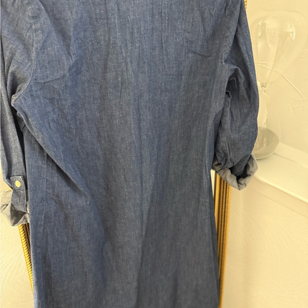 Anne Klein Blue Denim Dress with Gold Accents - Picture 7 of 8